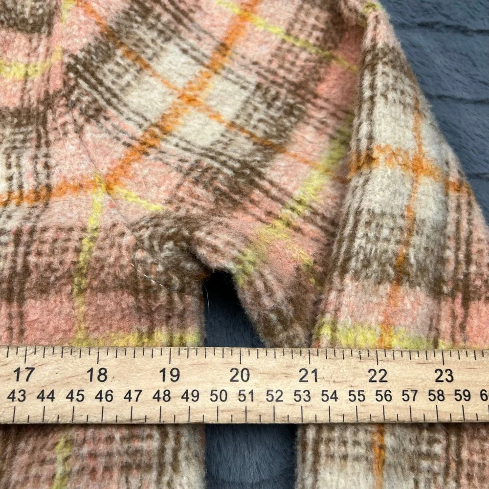 Butter Goods Plaid Zip Up Jacket Peach Brown Yellow Streetwear Mens Small 11657